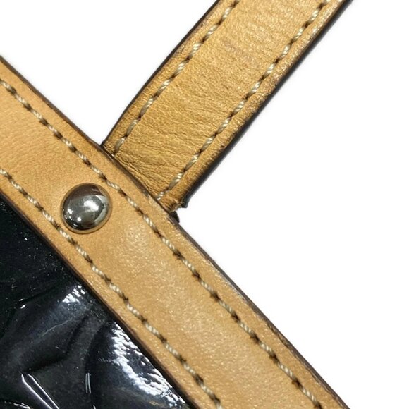 Auth COACH Peyton Embossed Signature Patent Top Handle Tote F48166 Black Leather - Picture 4 of 10